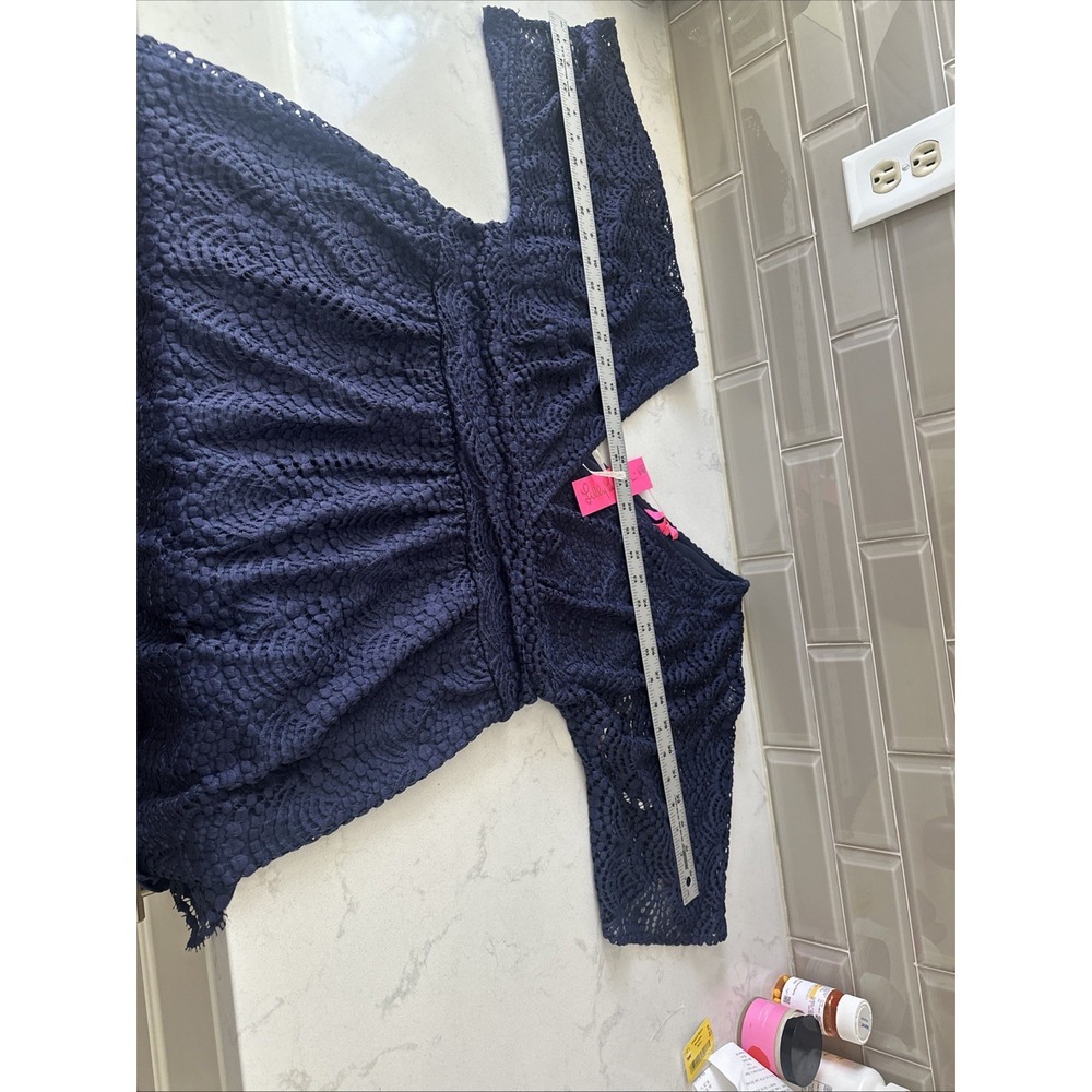 NWT Lilly Pulitzer Parigi True Navy Scallop Shell Lace Skort Romper Dress XL - Picture 11 of 16